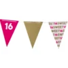 Vlaggenlijn 16 jaar - roze - 10 meter
