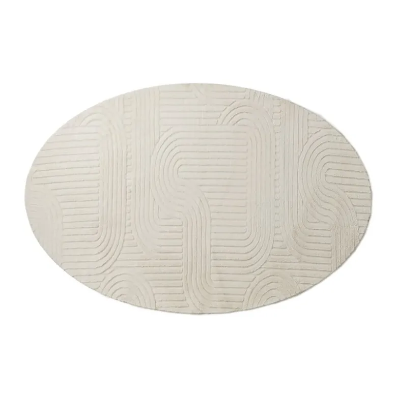 Vloerkleed wave ovaal - wit - 120x180 cm
