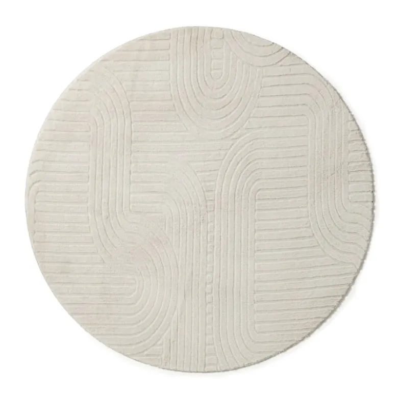 Vloerkleed wave - wit - ø120 cm