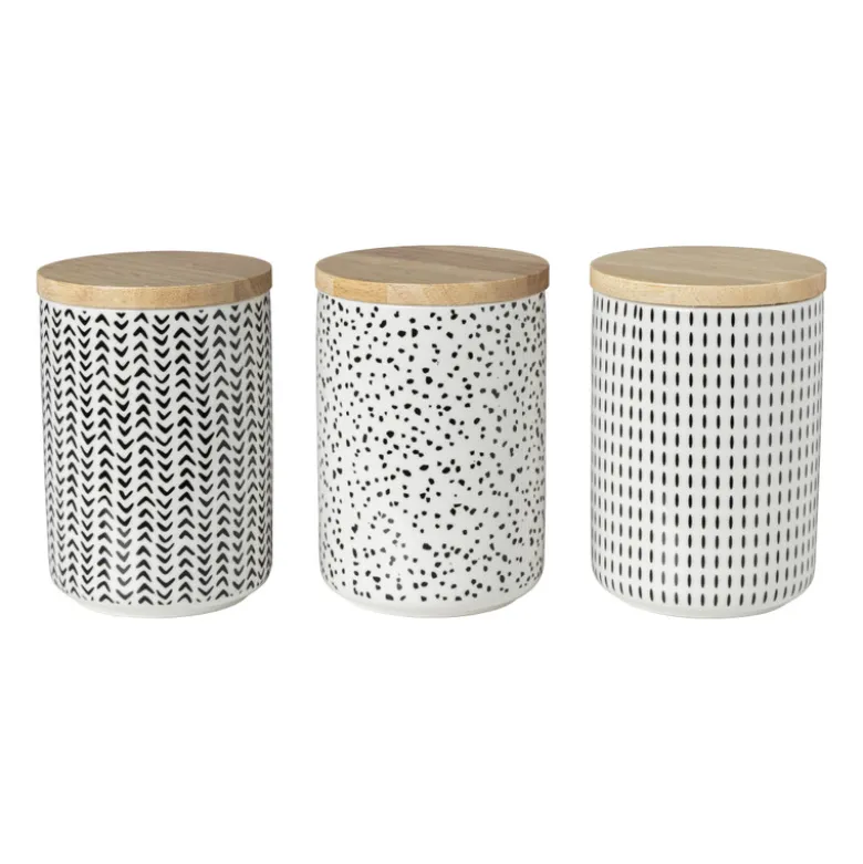 Voorraadpot Kasitoo stip - zwart/wit - 600 ml