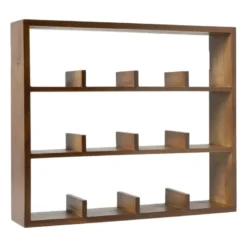 Wandkastje voor 12 mokken - bruin - 45x38x9 cm