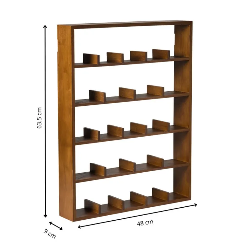 Wandkast voor 23 mokken - bruin - 63.5x48x9 cm