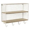 Wandrek wire met haken - beige - 40x32x14 cm