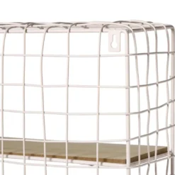 Wandrek wire met 3 planken - beige/bruin - 50x40x14 cm