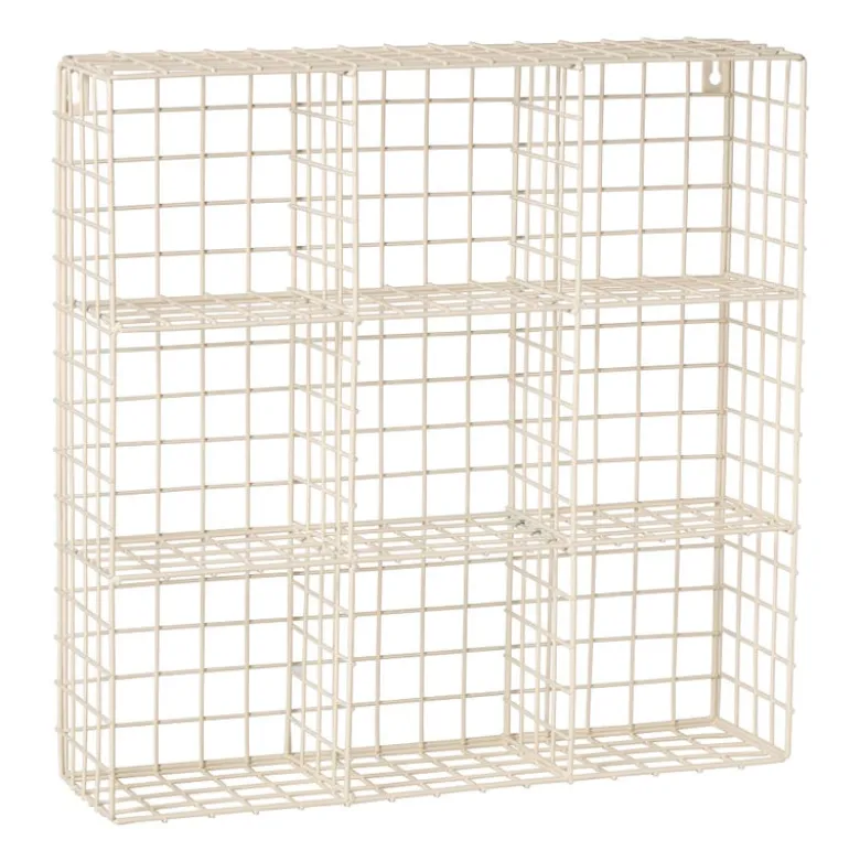 Wandrek wire 9 vakken - beige - 40x40x10 cm