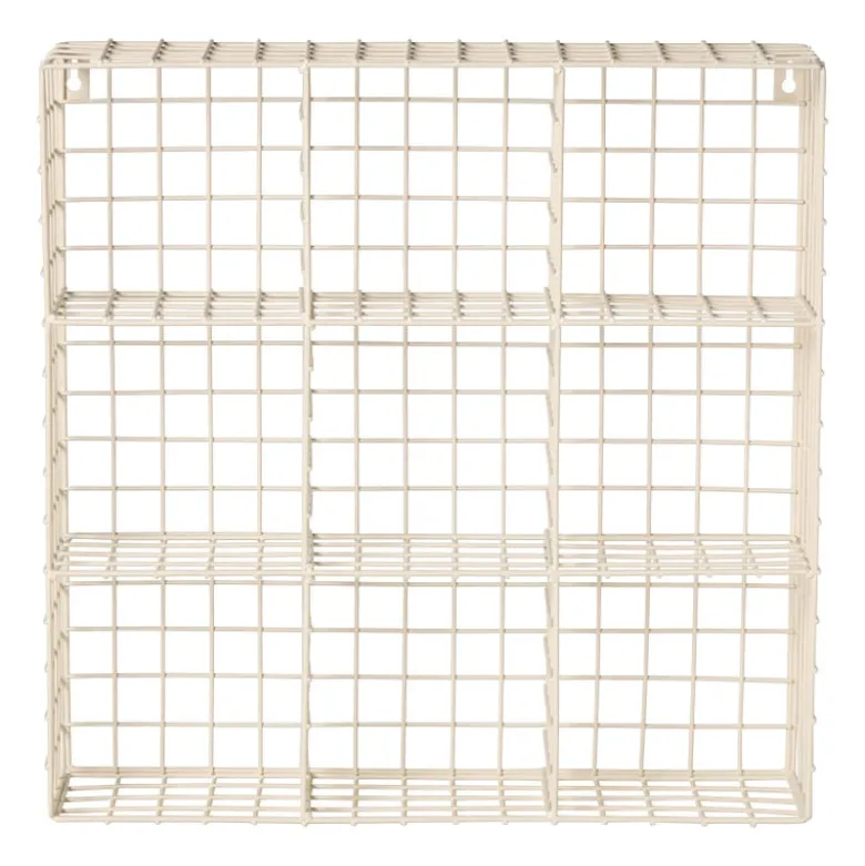 Wandrek wire 9 vakken - beige - 40x40x10 cm