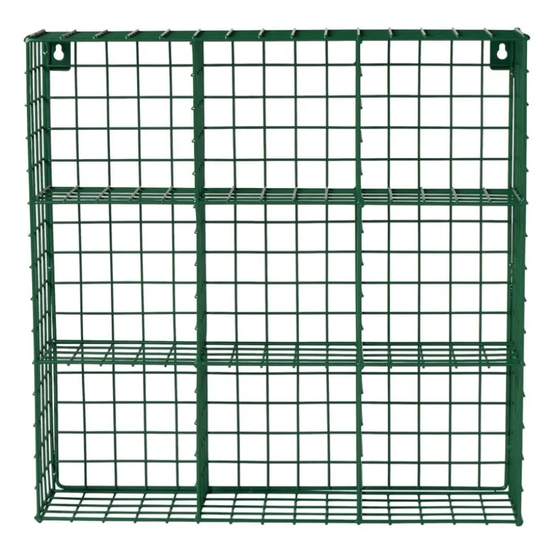 Wandrek wire 9 vakken - groen - 40x40x10 cm
