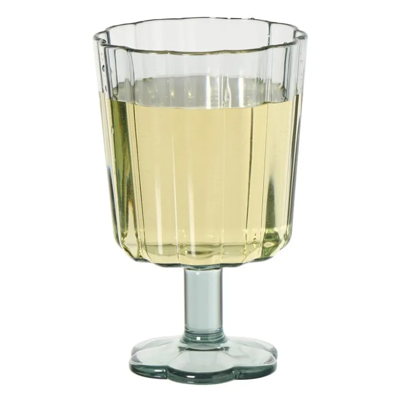 Waterglas op stam geschulpt - groen - 340 ml