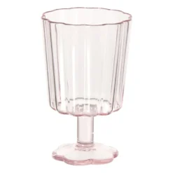 Waterglas op stam geschulpt - roze - 340 ml
