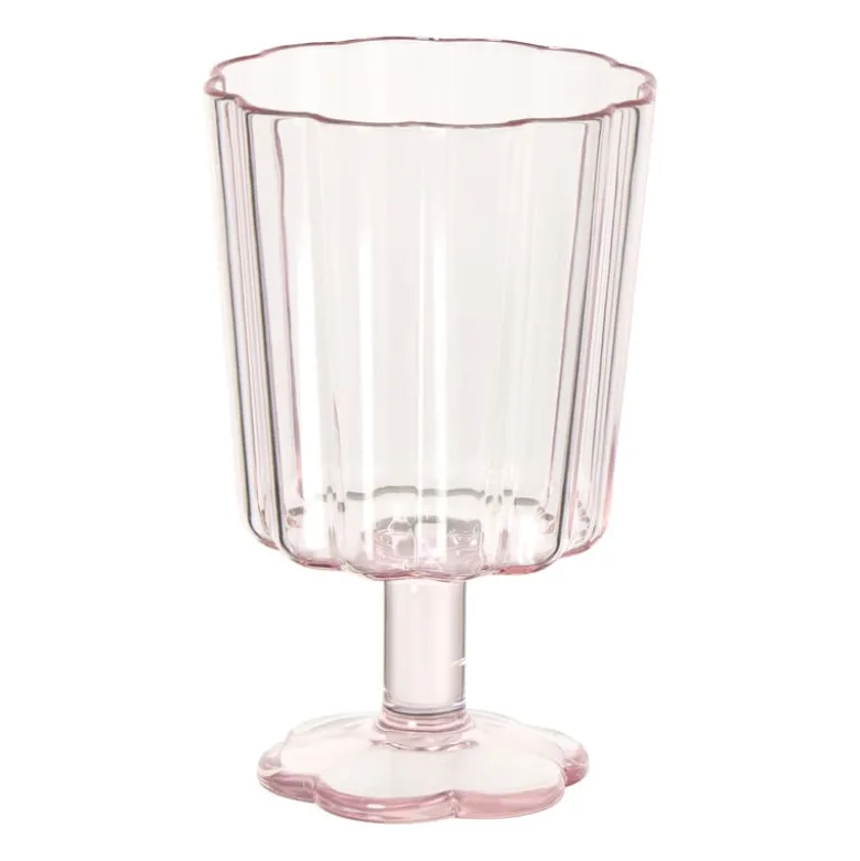 Waterglas op stam geschulpt - roze - 340 ml