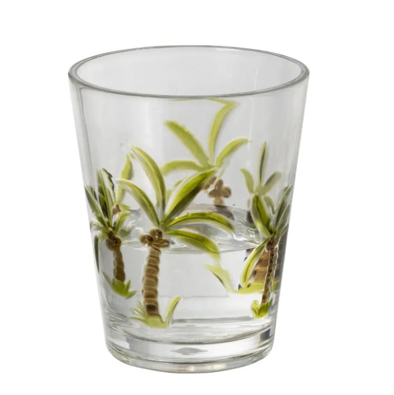Waterglas palmboom - groen - ø9.5x11.5 cm