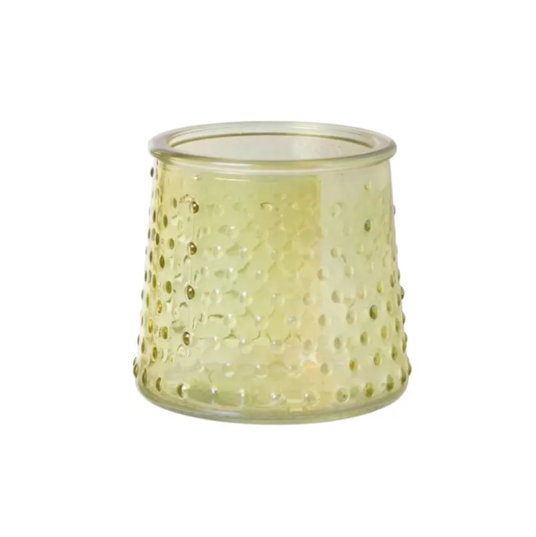 Waxinelichthouder geel - glas - ø8.3x7.3 cm