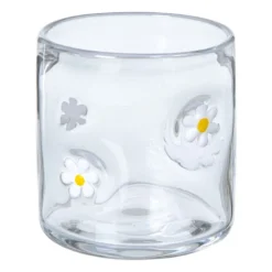 Waxinelichthouder madelief glas - transparant - ø10x10 cm
