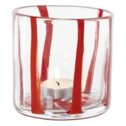 Waxinelichthouder streep - rood - ø10x10 cm