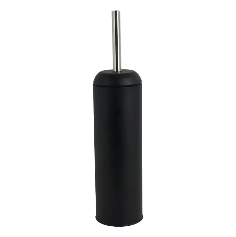 WC-borstel en houder metaal - zwart - 41 cm