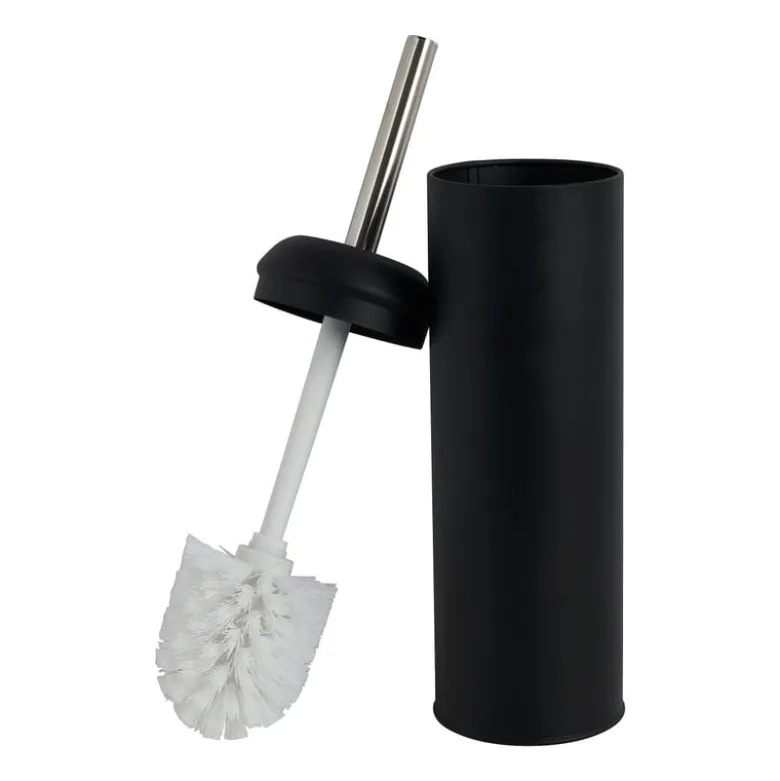 WC-borstel en houder metaal - zwart - 41 cm