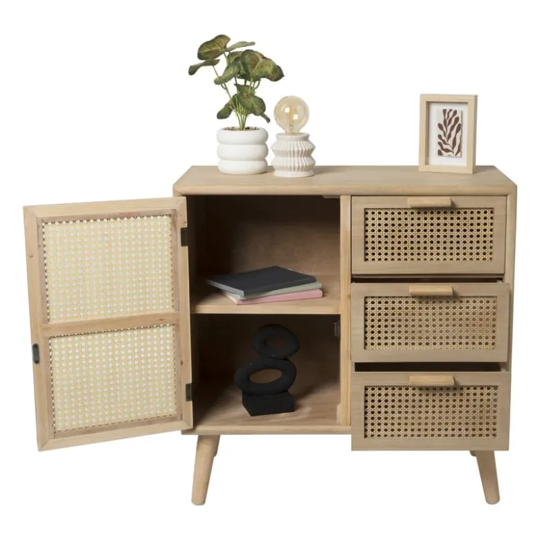 Webbing Java kast met 1 deur en 3 laden - 75x74.5x35 cm