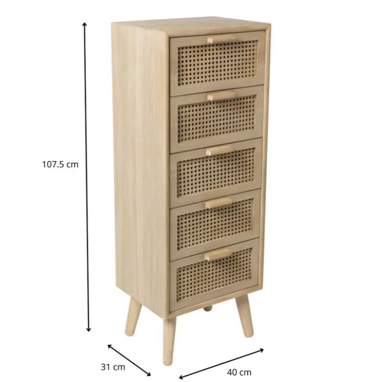 Webbing Java kast met 5 laden - 107x40x31 cm
