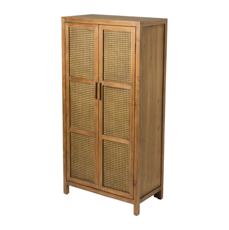 Webbing kast Bandung hoog - bruin - 140x70x40 cm
