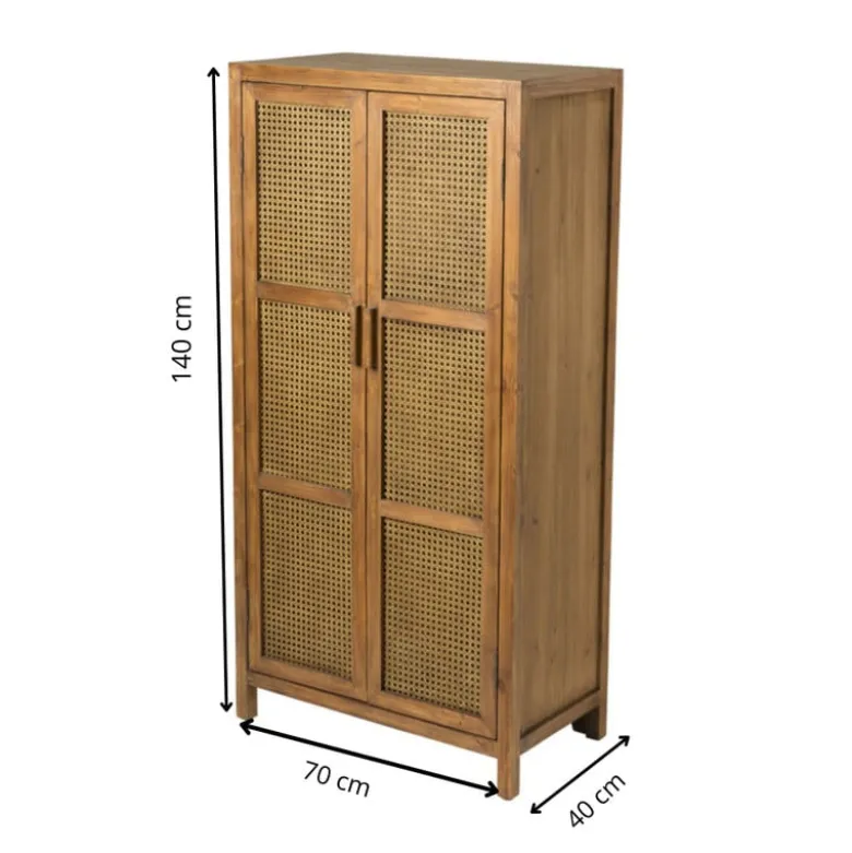 Webbing kast Bandung hoog - bruin - 140x70x40 cm