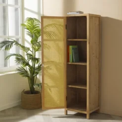 Webbing kast smal Bandung - naturel - 160.5x45x40.5 cm