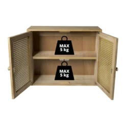 Webbing wandkast Bandung - naturel - 48.5x60x22 cm