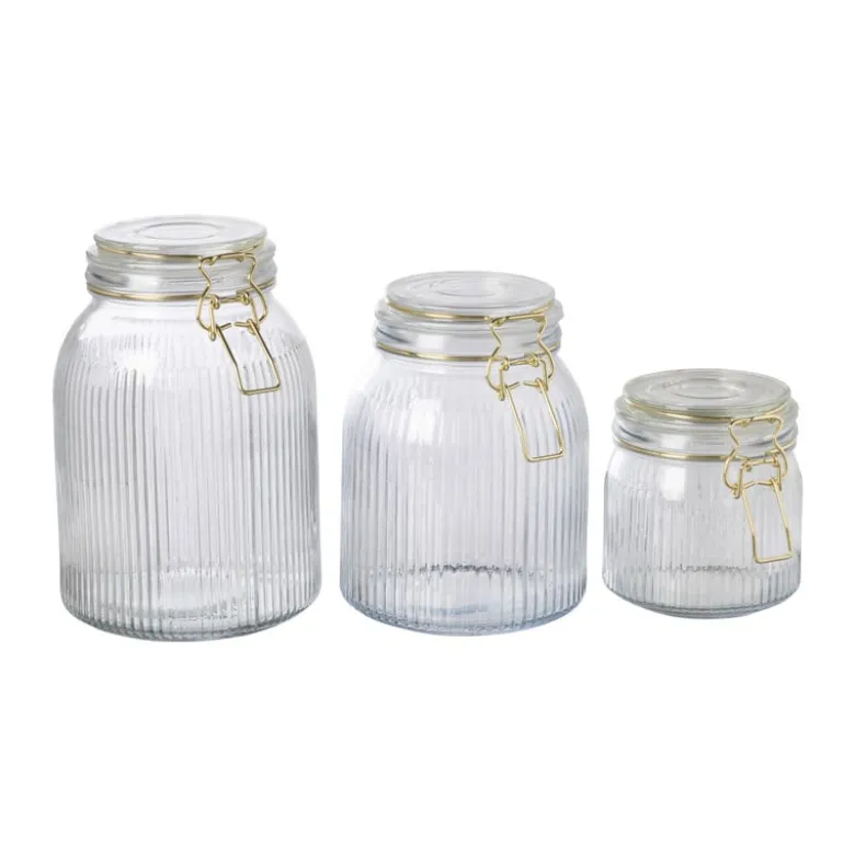 Weckpot ribbel met gouden deksel - 500 ml