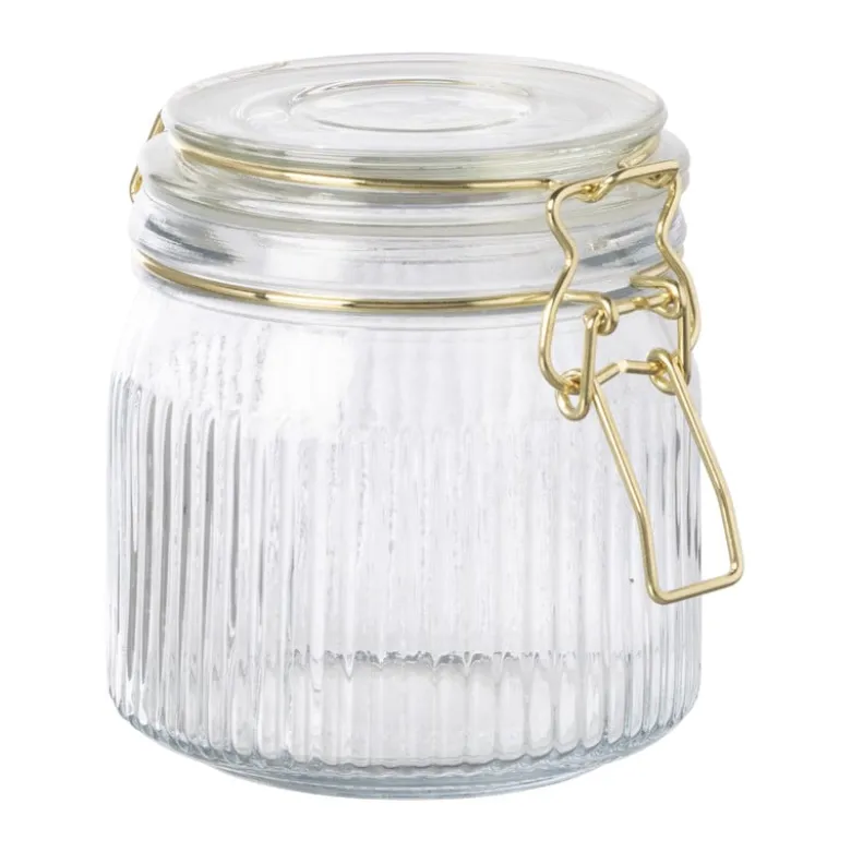 Weckpot ribbel met gouden deksel - 500 ml