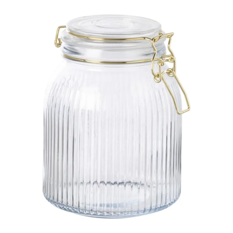 Weckpot ribbel met gouden deksel - 1.2 liter