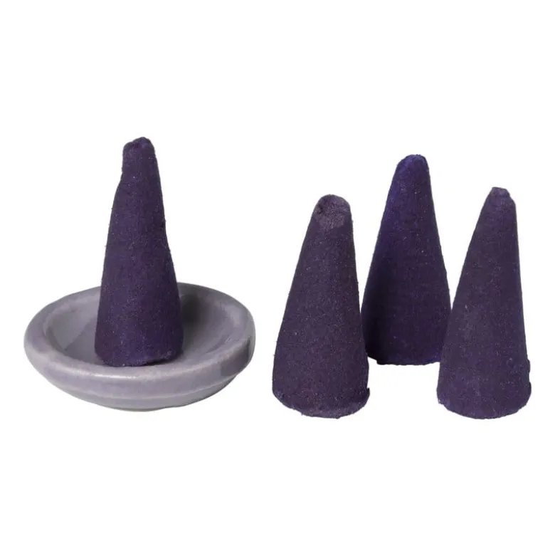 Wierook set - lavendel - kegels met schaaltje