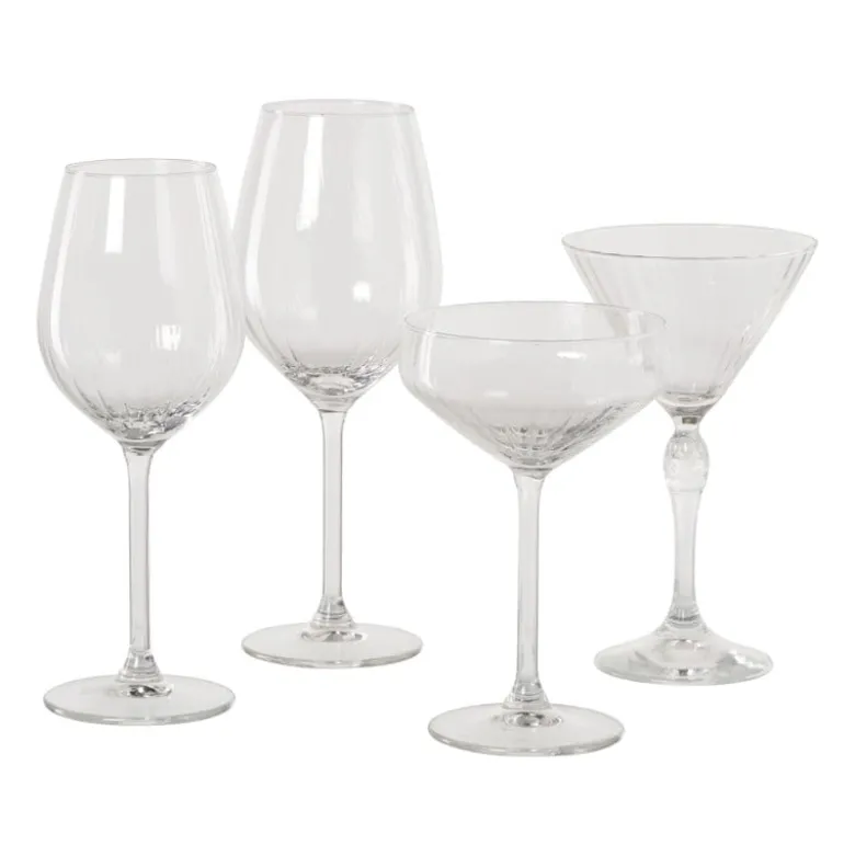 Wijnglas plisse groot - transparant - 500 ml