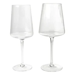 Wijnglas ribbel groot - glas - 400 ml