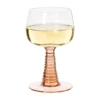 Wijnglas ribbel - roze - 220 ml