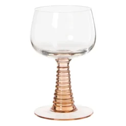 Wijnglas ribbel - roze - 220 ml