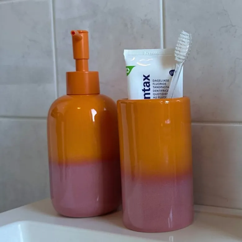 Zeeppompje duo - oranje/roze - ø7.3x18.3 cm